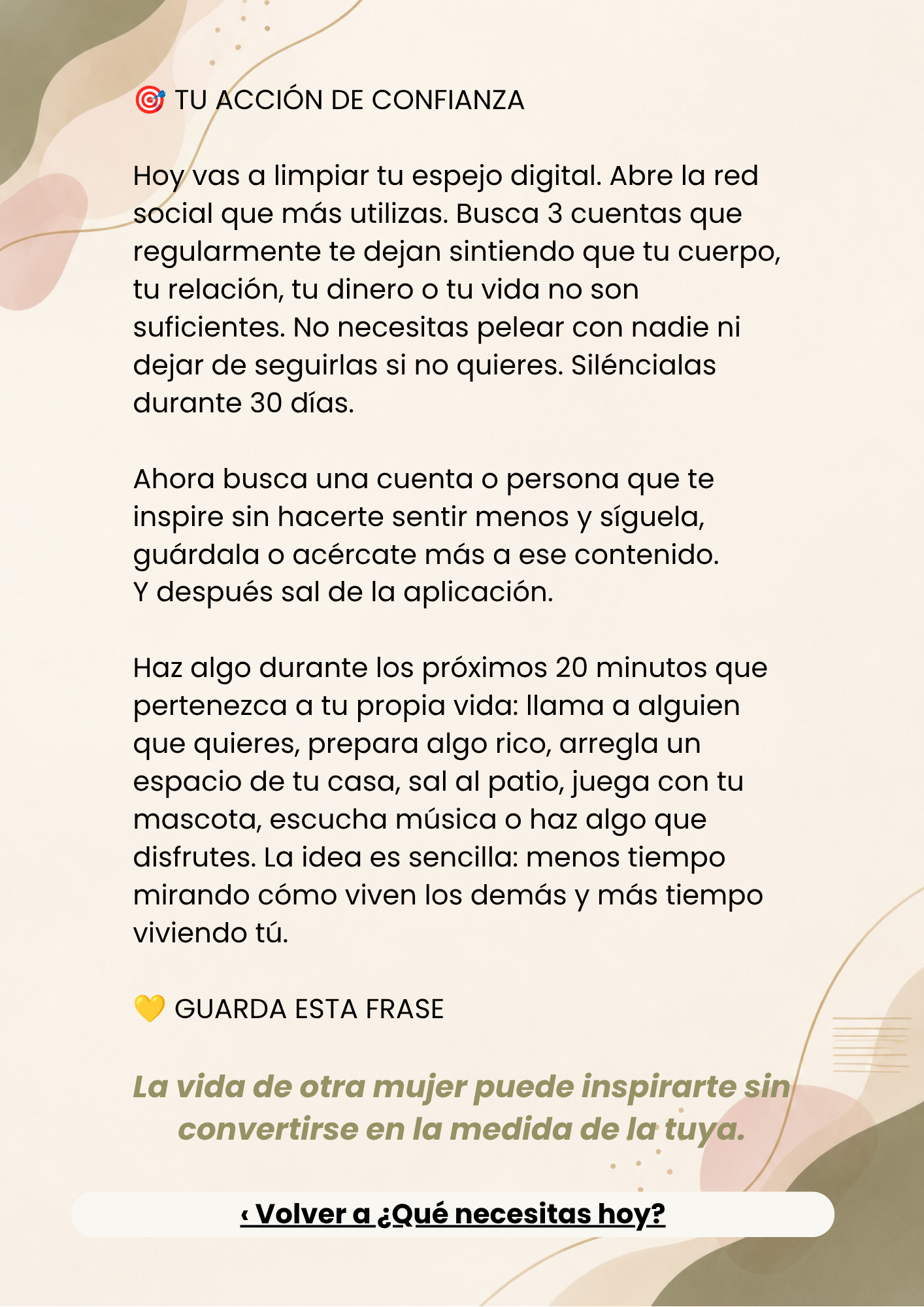 Acción de confianza - página interior de Vuelve a creer en ti